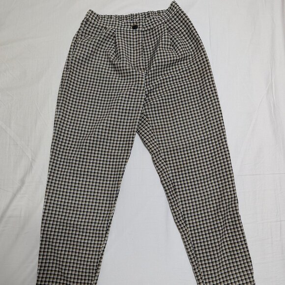 H&M Divided Brown Check High-Waist Trousers - Size 2 - Effortlessly Chic - Picture 1 of 5